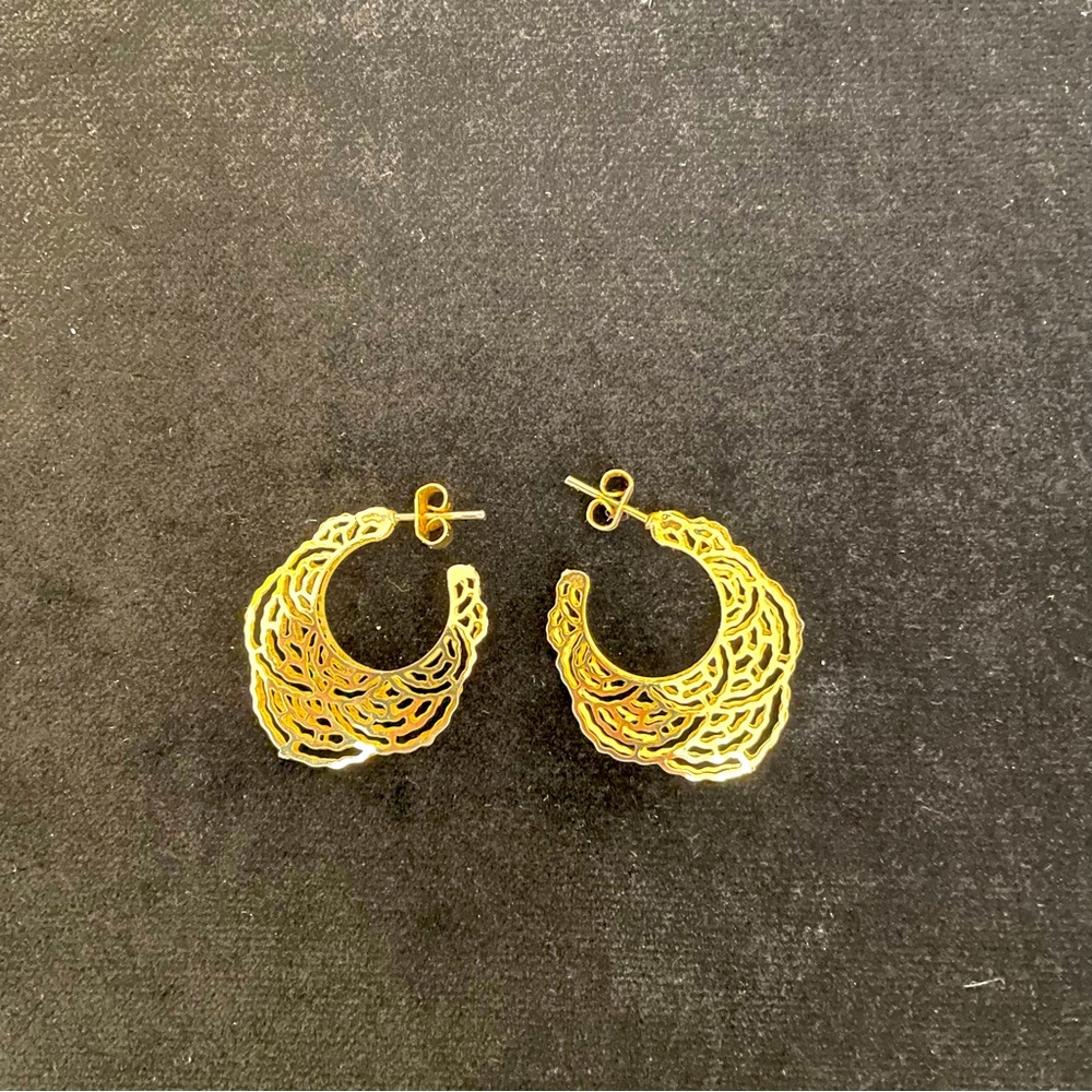 Vintage Open Hoop Filigree Earrings